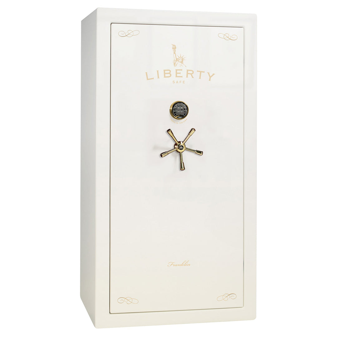 Franklin Series | Level 5 Security | 110 Minute Fire Protection | 40 | DIMENSIONS: 66.5"(H) X 36"(W) X 27.5"(D*) | White Gloss Brass | ProFlex Modular Shelving - Closed Door