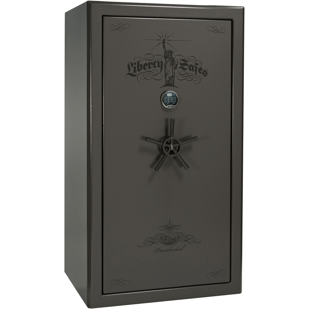 Presidential Series | Level 8 Security | 2.5 Hours Fire Protection | 40 | Dimensions: 66.5"(H) x 36.25"(W) x 32"(D) | Gray Marble | Black Chrome Hardware | Electronic Lock