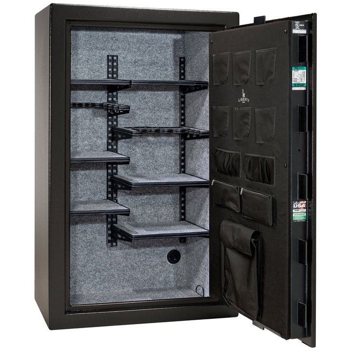 Colonial Series | Level 4 Security | 75 Minute Fire Protection | 30 PRO FLEX | DIMENSIONS: 60.5"(H) X 36"(W) X 22"(D*) | Black Textured | Electronic Lock - Open