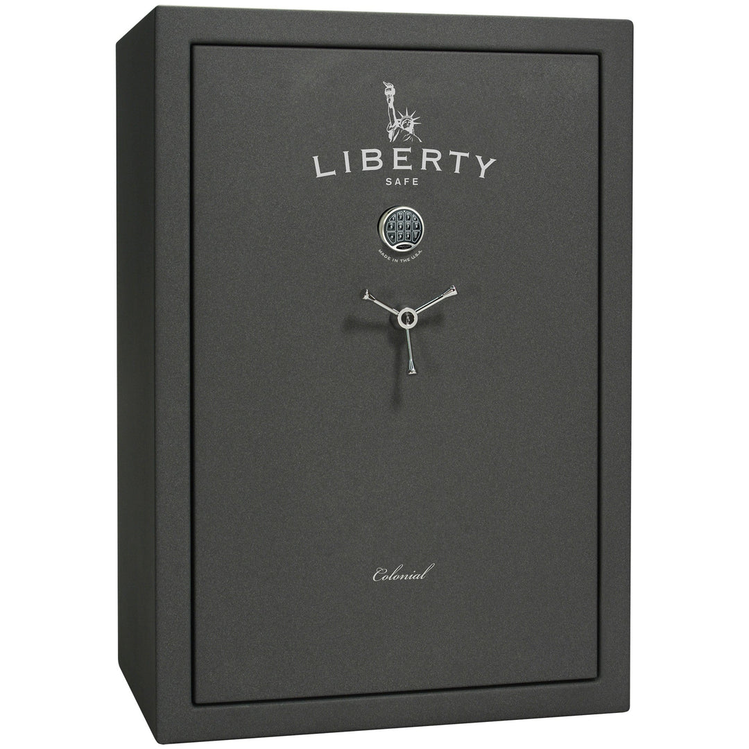 Colonial 35 | Pro Flex Interior | Level 4 Security | 75 Minute Fire Protection | Dimensions: 60.5"(H) x 42"(W) x 22"(D) | Up to 45 Long Guns | Granite Textured | Electronic Lock – Closed