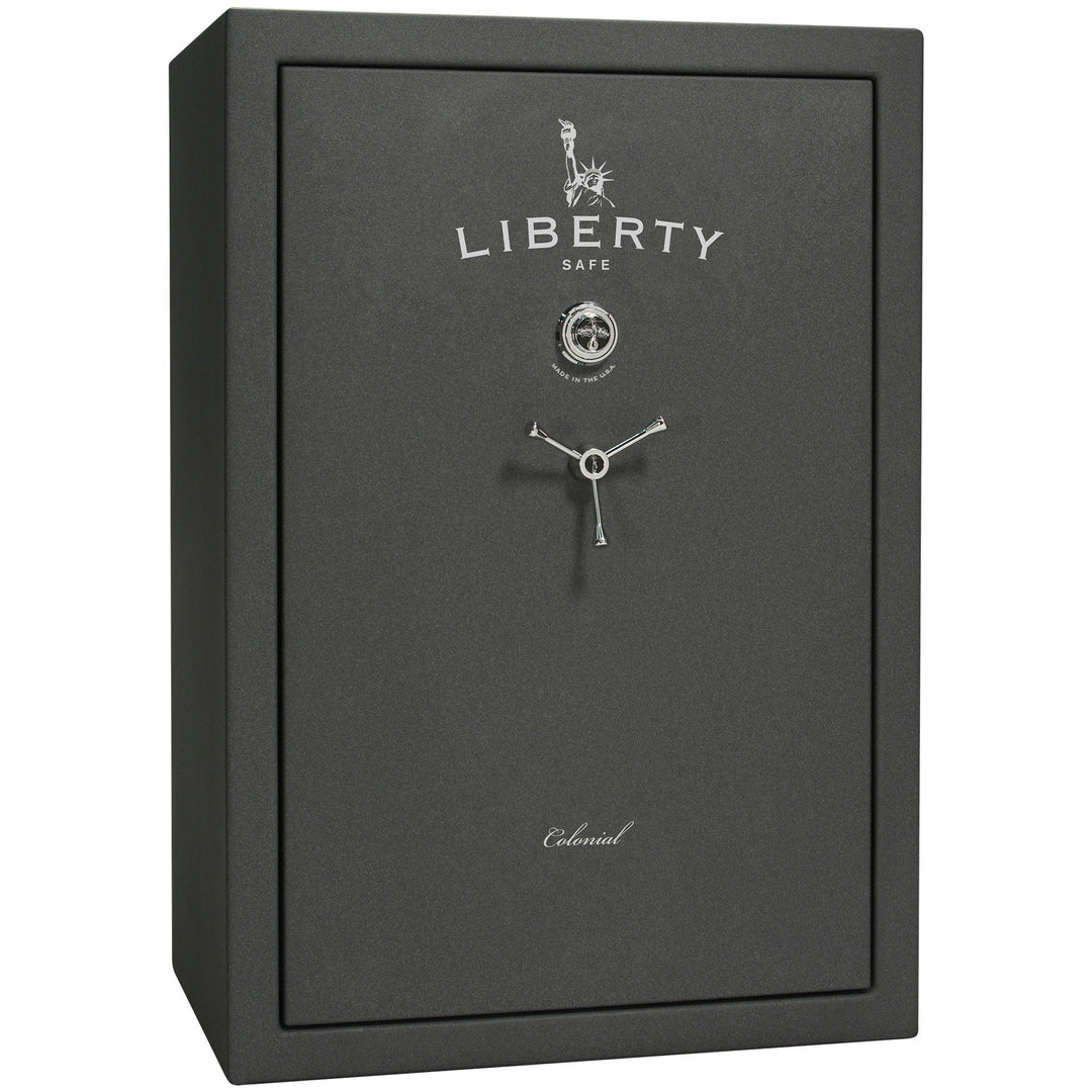 Colonial 35 | Pro Flex Interior | Level 4 Security | 75 Minute Fire Protection | Dimensions: 60.5"(H) x 42"(W) x 22"(D) | Up to 45 Long Guns | Granite Textured | Mechanical Lock – Closed