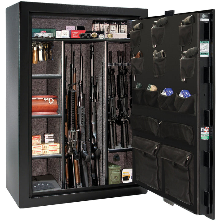 Colonial Series | Level 4 Security | 75 Minute Fire Protection | 35 | DIMENSIONS: 60.5"(H) X 42”(W) X 22"(D*) | Black Gloss | Electronic Lock - open