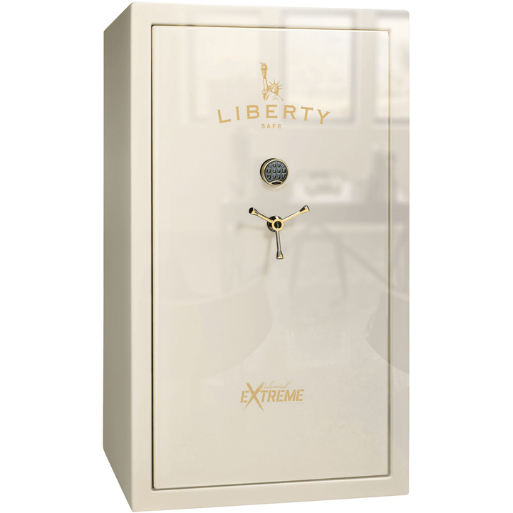 Colonial Series | Level 4 Security | 75 Minute Fire Protection | 50XT | DIMENSIONS: 72.5"(H) X 42"(W) X 27.5"(D*) | White Gloss Brass | Electronic Lock