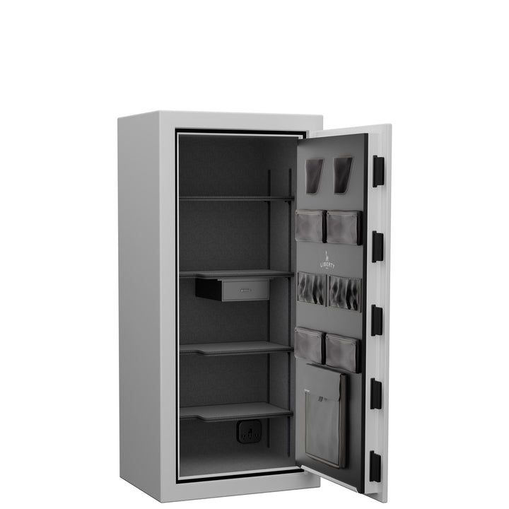Home SE | Home Series 20 | Level 4 Security | 90 Minute Fire Protection | Dimensions: 60.5"(H) x 28"(W) x  20"(D) | Icy White Gloss Limited Edition Safe Colors - Open Door
