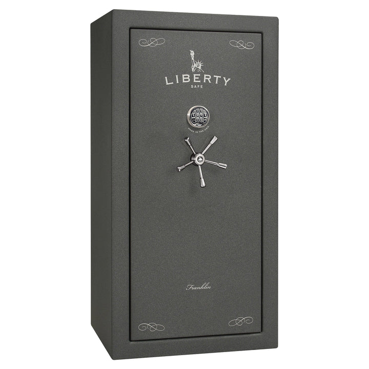 Franklin Series | Level 5 Security | 110 Minute Fire Protection | 29 | DIMENSIONS: 60.5"(H) X 30"(W) X 27.5"(D*) | Textured Granite | Direct Drive Electronic Lock – Closed Door