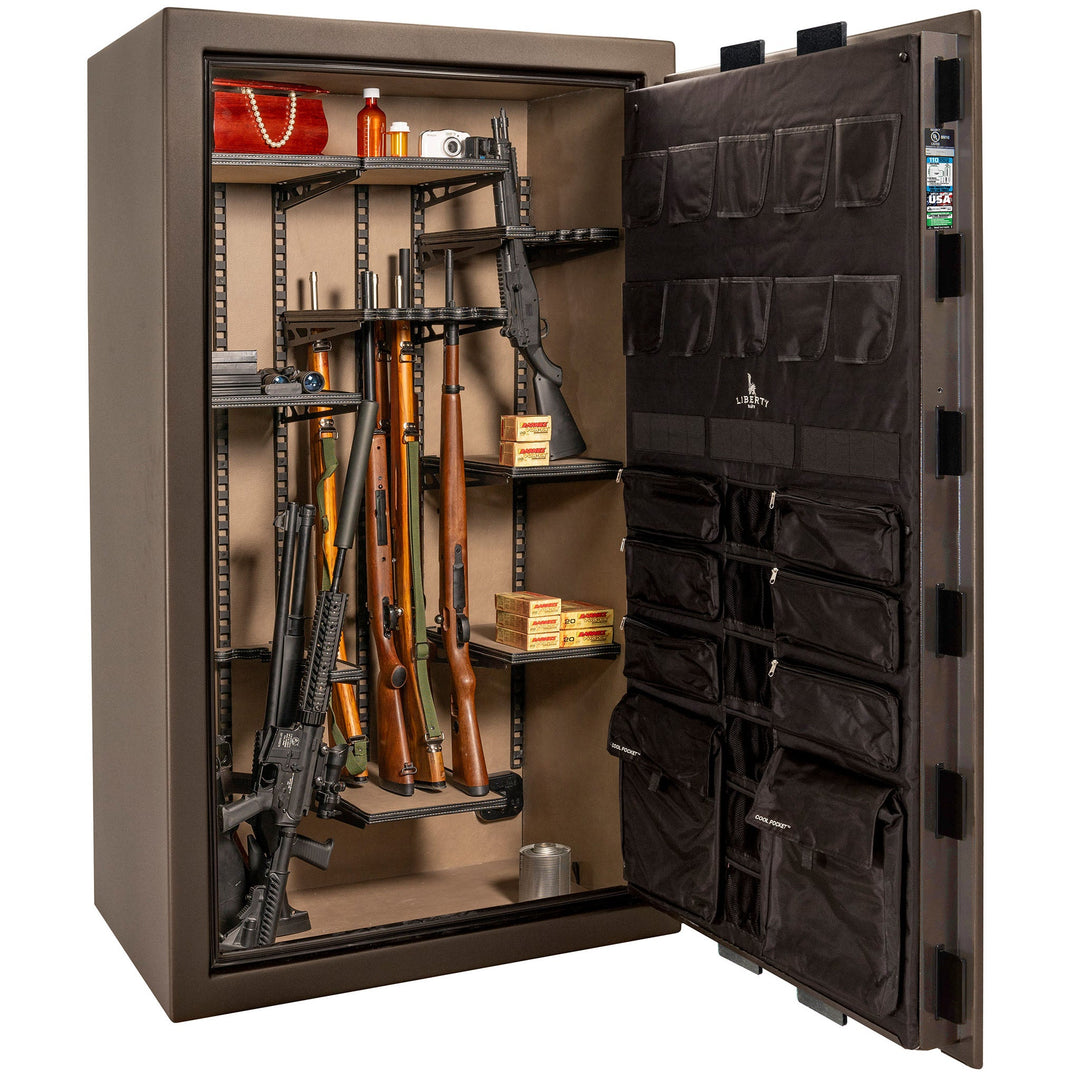 Franklin Series | Level 5 Security | 110 Minute Fire Protection | 50 | DIMENSIONS: 72.5"(H) X 42"(W) X 27.5"(D*) | Bronze Textured | ProFlex Modular Shelving - Open Door